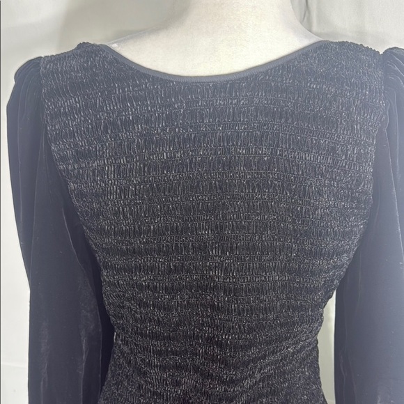 LoveShackFancy Black Smocked Mini Dress Long Sleeve Size L - Picture 11 of 13